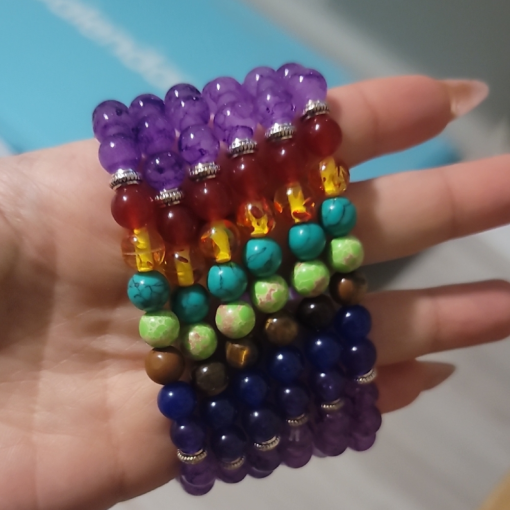 NEW - 6 Set - Colorful Beaded Bracelet Set